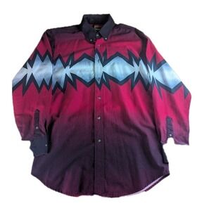 Express Rider Shirt Mens Medium Cowboy Western Rodeo Geometric Aztec Button Up